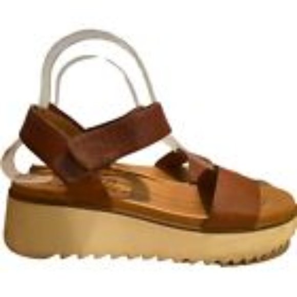 Zodiac Bushnell Baker Wedge Chunky Strappy Sandal Brown 7M - Picture 1 of 4
